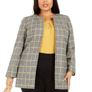 Kasper Open-Front Plaid Jacket